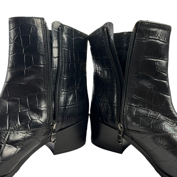 Fabianelli Crocs Black Leather Ankle Boots Zip Womens Size 6 - Picture 6 of 12
